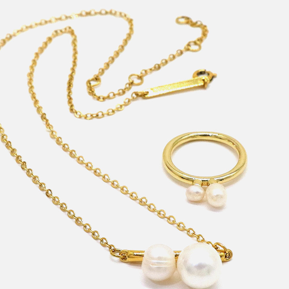 Natural pearl silver jewelry set