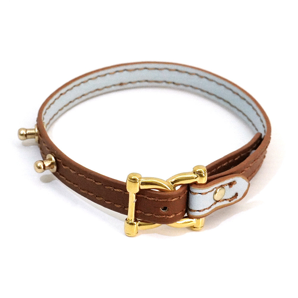 Punk leather metal bracelet