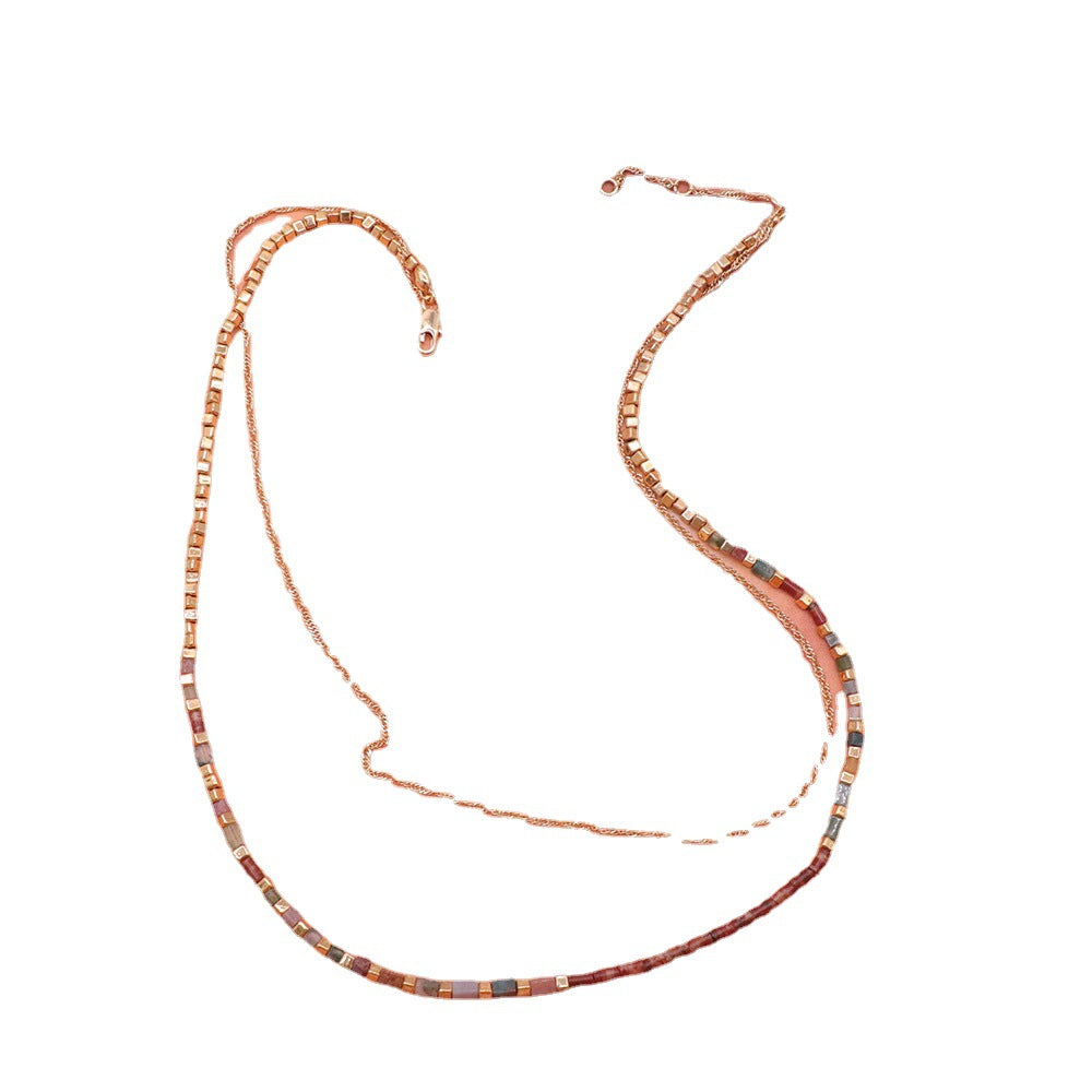 Colorful double stone chain