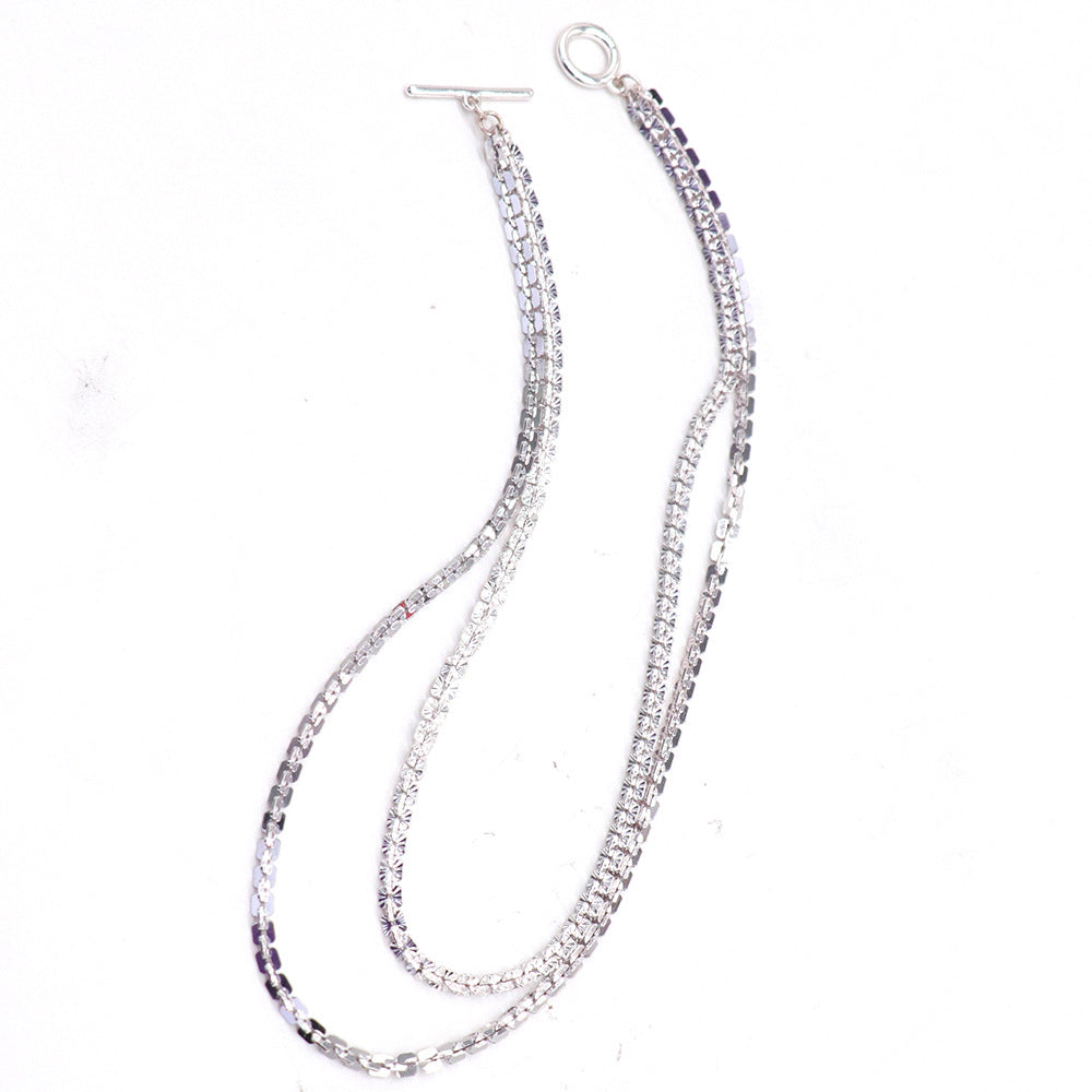 Double layer silver necklace