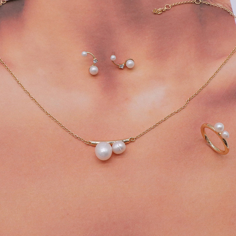 Natural pearl silver jewelry set