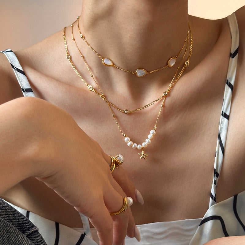 Starfish Shell Pearl Necklace