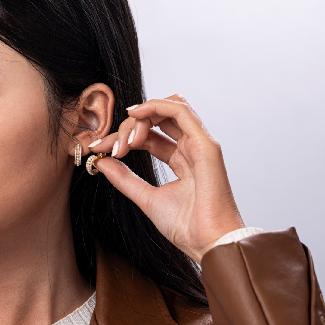 Shiny Pearl Zircon Earrings